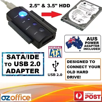 Hard Drive SATA IDE To USB 2.0 Adapter Converter 2.5  3.5  With Power Adapter • $21.95