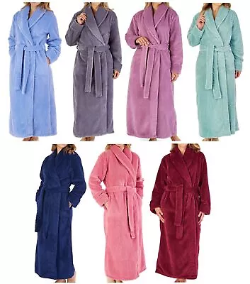 Slenderella Ladies Shawl Collar Long Wrap Dressing Gown Waffle Fleece Bathrobe • £49.75