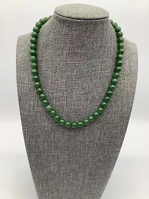 Vintage Green Jade Choker / Necklace Mystery Clasp Rare Find • $26