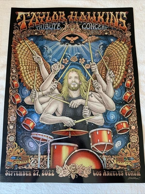 $300 • Buy Taylor Hawkins Tribute Concert EMEK Foil Poster 9/27/22 Foo Fighters LA Forum