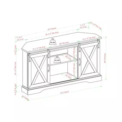 Corner TV Stand With 2-Sliding Barn Doors Fits TVs Up To 58 In. Solid White Wood • $351.41