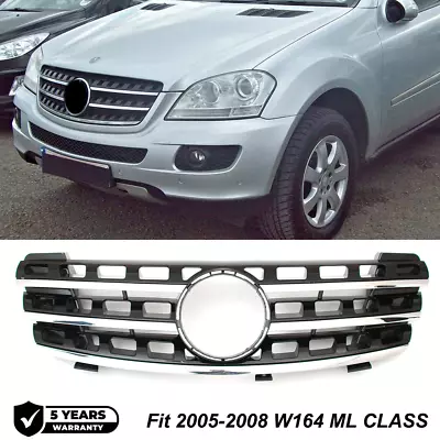 Front Grille Grill Fit Mercedes ML-Class W164 2005-2008 AMG Style Chrome/Black . • $59.94
