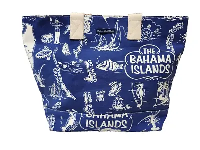 Bahama Hand Prints Beach Shopping Cruise Travel Tote Bag Navy White 20x14x6 New • $38.50