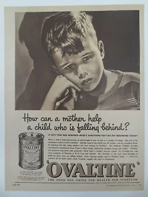 Vintage Australian Advertising 1950 Ad OVALTINE TONIC FOOD DRINK Boy Art  • $14.95