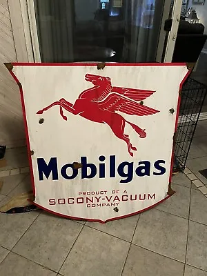 Antique Style Porcelain Look Mobil Pegasus Dealer Service Gas Station Large Sign • $99.99