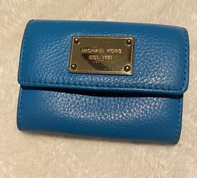 Michael Kors Wallet Coin Purse Keychain Id Holder Blue • $34.99