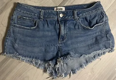 PINK Victoria's Secret Size 10 Blue Denim Cut-Off Ripped Shorts Short • $9.99