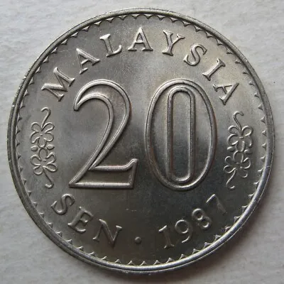 Nice Malaysia 1987 Parliament Building Twenty 20 Sen Coin (km#4) • $1.39