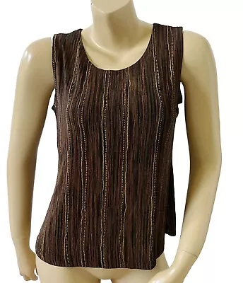 COLDWATER CREEK Womens Size 6 Sleeveless Slinky Striped Travel Tank Top Shirt • $19.99