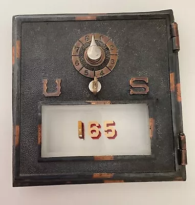 Vintage U.S P.O. Lock Box Door - Circa 1900 - Size #2 - With Glass & Frame • $30
