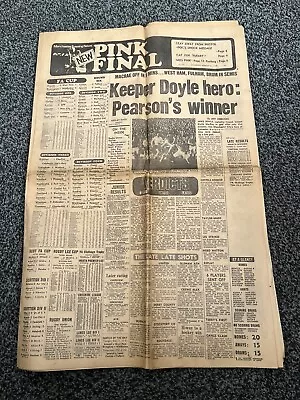 1974/75 Football Pink Newspaper Div 2 Manchester United  Utd V Bolton Wanderers • £4.99