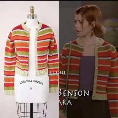 $100 • Buy RARE 1990s Striped Cardigan Sweater ASO Willow On Buffy The Vampire Slayer, L