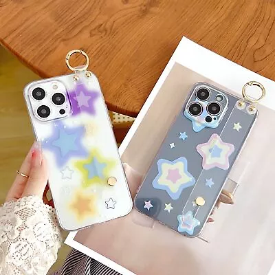 For IPhone Samsung Hot Cute Stars Wrist Strap Holder Stand Phone Case Cover Back • £2.39