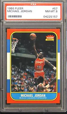 1986 Fleer #57 Michael Jordan Rookie RC PSA 8 • $6000