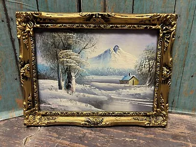 Small Snow Scene Original Oil Painting Hand Painted On MDF Wood Unsigned 8” X 6” • $22