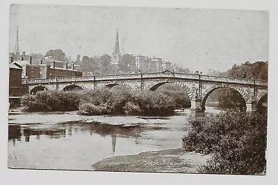 Shrewsbury.  English Bridge.  Photochrom Sepia Postcard.  Queen Elizabeth Stamps • £10