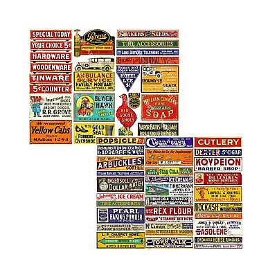 Dollhouse Miniature & Model Train Advertising Signs 2 STICKER SHEET Value Pack • $14.45