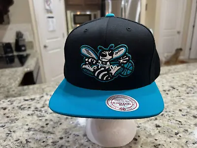 Charlotte Hornets Mitchell & Ness Snapback Hat Cap Under Brim Logo Black Teal • $19.99
