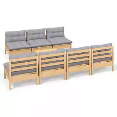 8-Piece Outdoor Lounge Set Garden Patio Sofa Furniture Setting Pine Wood Grey • $777.62