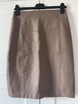 £24.99 • Buy Reiss Ruby Taupe Leather Skirt Size 8