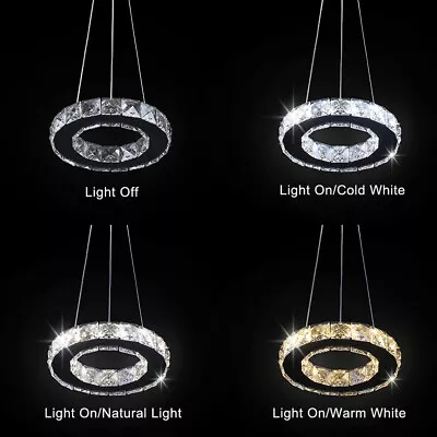 Modern Chandelier LED Crystal Pendant Lamp Round Ceiling Light Hanging Light • $45.99