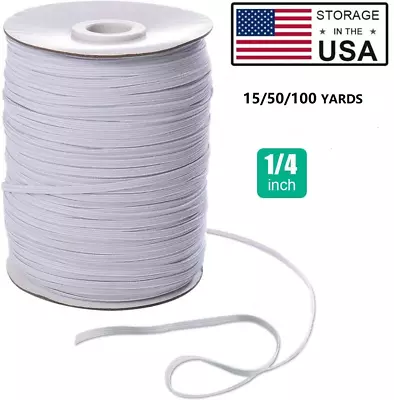 Elastic Band Cord 1/4 Inches Width Sewing For DIY Clothing 15/59/100 Yards • $7.99