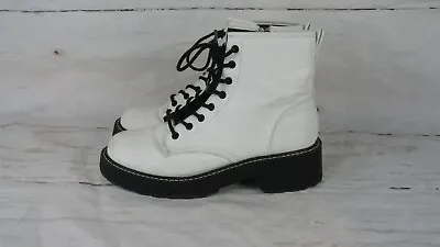 MADDEN GIRL Carra Lace-Up Lug Sole Combat Boots Color White Sz 8.5M • $19.99