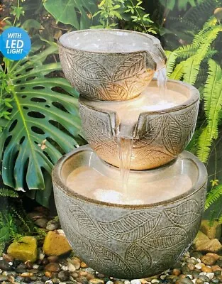 £119.99 • Buy Cascading Water Fountain Garden Feature Lights Waterfall Ceramic Bird Bath