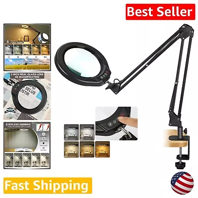 Swivel Arm Magnifying Glass Lamp With 8X Magnification For Hobbies • $87.99