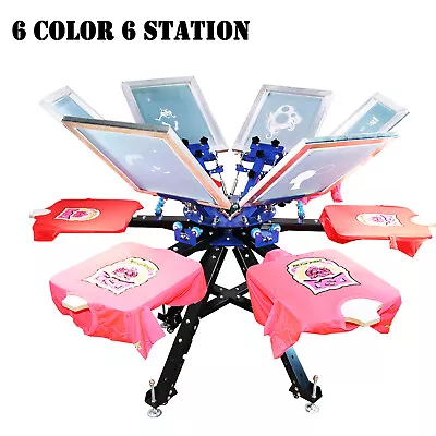 New Micro-registration 6 Color 6 Station Screen Printing Press T-shirt DIY Tool • $1444.78