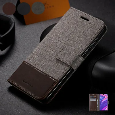 $17.09 • Buy For Oppo FIND X2Pro R17Pro A37 A59 A83 R9S Plus Canvas Leather Wallet Case Cover
