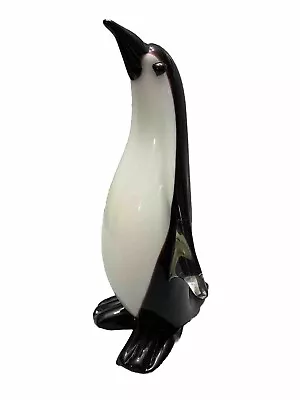 Vintage 8” Murano Penguin Black White Clear Glass With Red Outline. Beautiful • $399.99