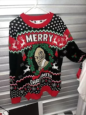 Men's XL Ugly Christmas Sweater Mike Tyson Merry Chrithmith Sweatshirt (WTF99)z • $15