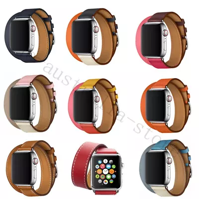 $18.99 • Buy Leather Band Double Tour Bracelet Watchband For Apple Watch Series 5 4 3 2 1 6 