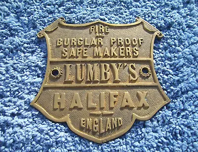 £28 • Buy VINTAGE 1930s LUMBY'S FIRE&BURGLAR PROOF SAFE MAKER'S PLATE~HALIFAX BRASS PLAQUE
