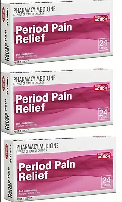 $24.95 • Buy 3 X Pharmacy Action Period Pain Relief (72 Total Tab)  (Generic For Naprogesic)