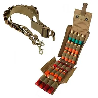£20.15 • Buy Molle 25 Round Reload Magazine Pouch With 12G 20G Ammo Holder Shotgun Sling Tan
