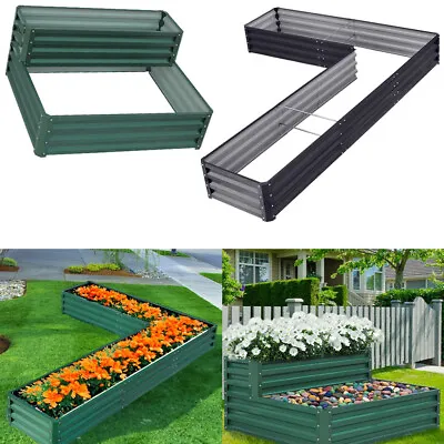 Outdoor Garden Metal Raised Vegetable Planter Splicable Flower Trough Grow Bed • £42.95