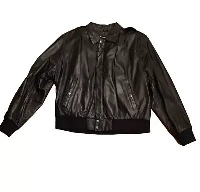 Men's U2 Wear Me Out Leather Jacket Sz 44 Black Full-Zip W/Zip-Out Liner • $49.99