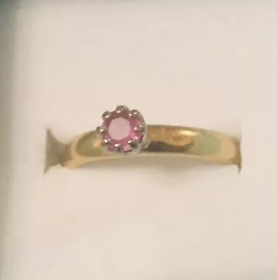 22ct GOLD BAND RING WITH PINK SAPPHIRE SIZE K On Hols From 9th Jan-30th Jan • £400