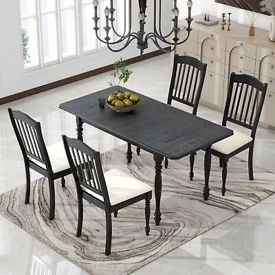 TOPMAX Dining Table Set Mid-Century 5Pcs Extendable Kitchen 15in Butterfly Leaf • $405