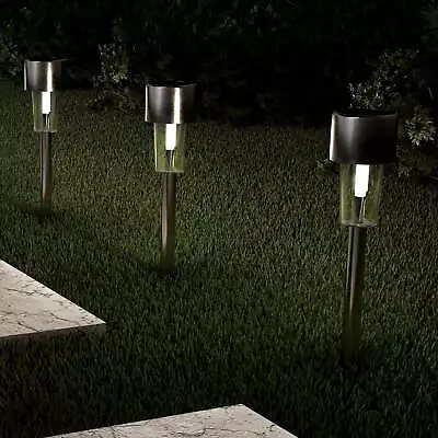 Pure Garden Solar Path Lights 1.2 Ft. Stainless Steel Set Of 12 • $22.57