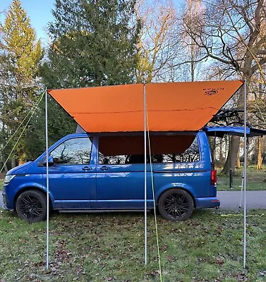 Campervan Caravan Awning Sun Canopy By WILD EARTH 2.4 X 2.4m BURNT ORANGE SQUARE • £79.99