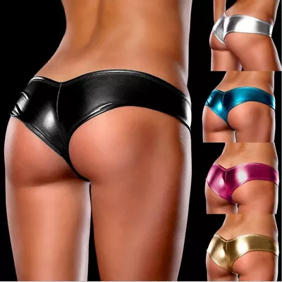 £1.93 • Buy Womens Wet Look Lingerie Underwear Faux Patent Leather Panties G-String Briefs