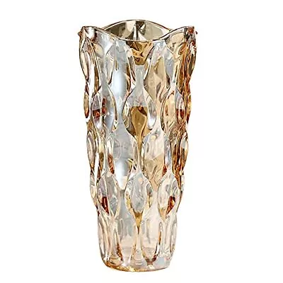 Crystal Glass Amber VaseFlower Vase Decor For Home Dining Table Living Room... • $35.68