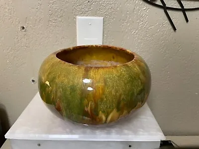 MCM Frank Moreno Pottery Bowl-Planter California Pottery Drip Glaze 5.75” X 10” • $80