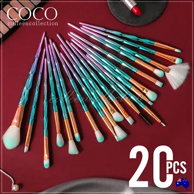$7.95 • Buy 20x Eye Makeup Brush Set Diamond Cosmetic Eyeshadow Eyebrow Blending Make Up