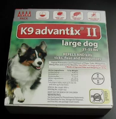 Bayer K9 Advantix II Large Dog 21-55 Lbs 4 Pack 100% GENUINE U.S. EPA APPROVE!!  • $45