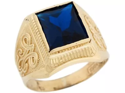 10k Or 14k Real Gold Simulated Sapphire September Birthstone Mens Ring  • $374.99