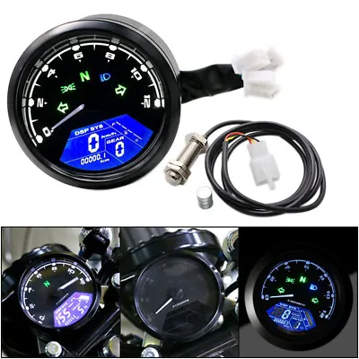 Motorcycle Speedometer Tachometer Cafe Racer Moto Odometer 12000RPM LCD Digital • $46.10